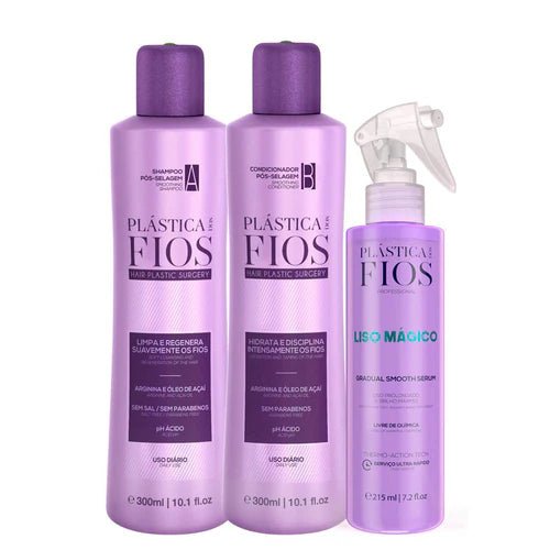 Cadiveu Dos Fios Home Care Kit includes Shampoo, Conditioner and Liso Magico - Prismax Cosmetics